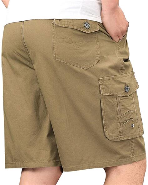 men s cotton twill full elastic waist below knee drawstring cargo short ebay