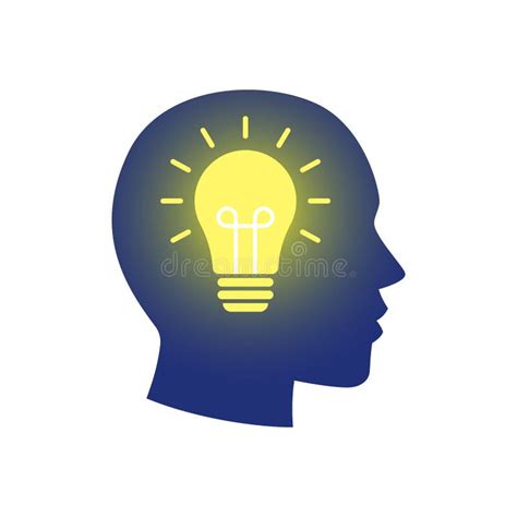 Lightbulb In Human Head Icon Head Bulb Creative Idea Thinking