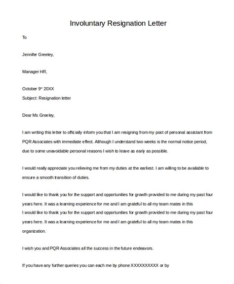Free 14 Sample Resignation Letter Templates In Pdf Ms Word
