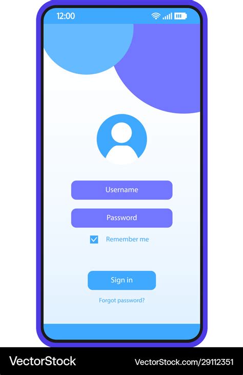 Login Page Smartphone Interface Template Vector Image