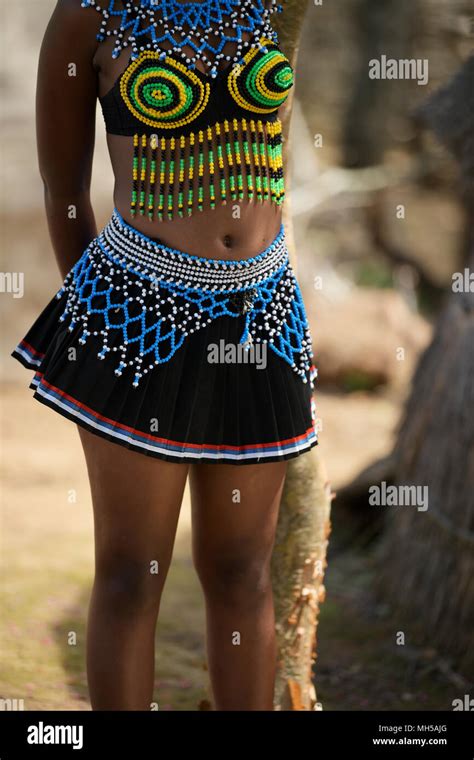 Eshowe Kwazulu Natal South Africa Colourful Beadwork Traditional Zulu Dress Of Maiden