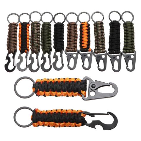 Camping Carabiner Opener Tools Keychain Ring Rope Cord Bottle Survival