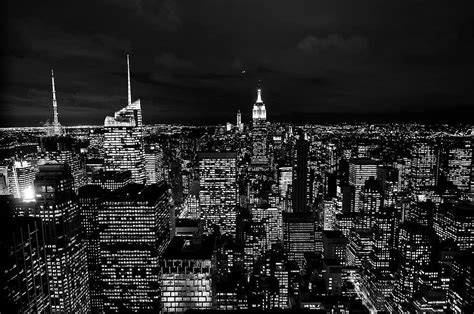 New York City Dark Night Lights Usa United States Buildings