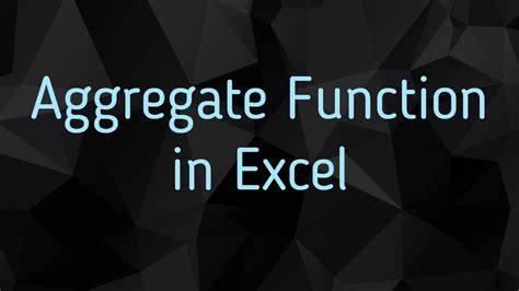 Aggregate Function In Excel 【 How To Use Aggregate Function 】 Excel