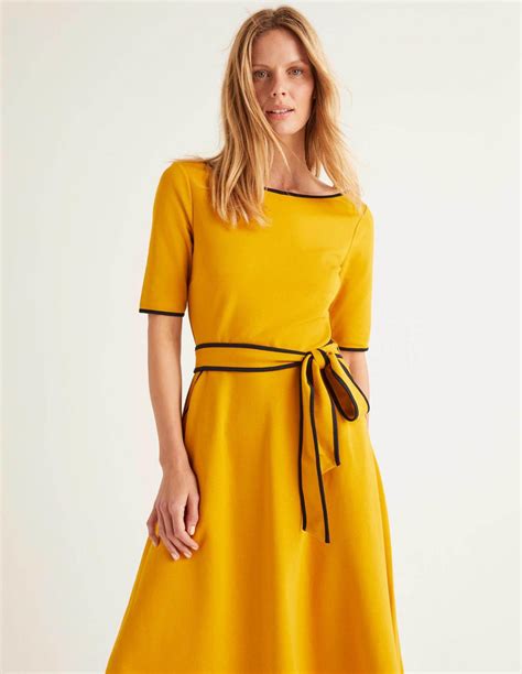 Ruby Ponte Midi Dress Tuscan Sun Boden Womens Fit And Flare Dresses ~ Nicdegrootart