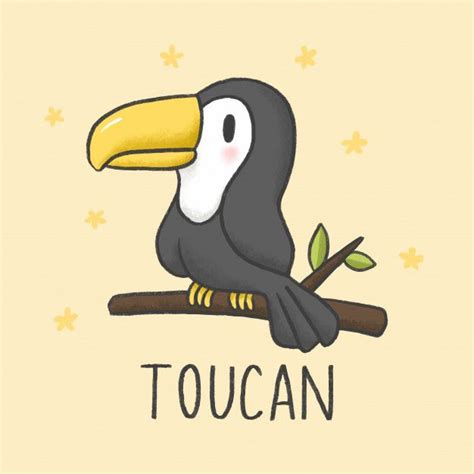 Premium Vector Cute Toucan Cartoon Hand Drawn Style Cute Cartoon