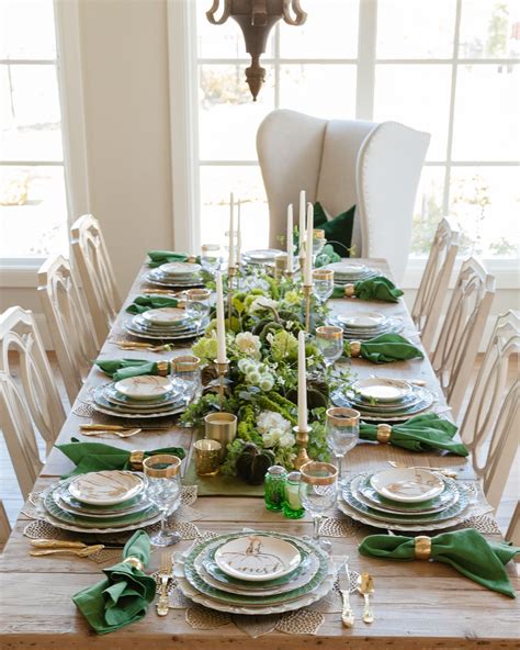 Green And Gold Fall Harvest Tablescape Home With Holly J