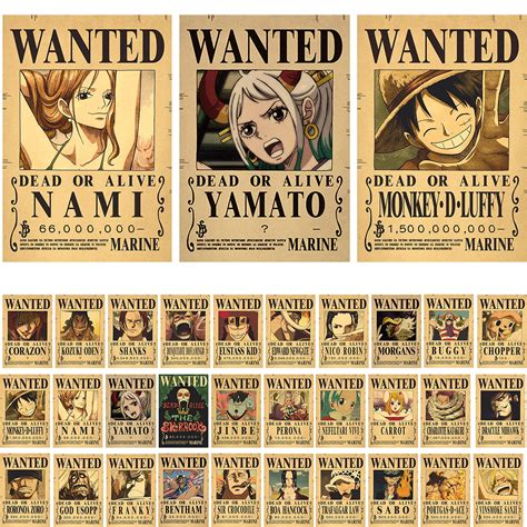 30 Pcs One Piece Poster 29cm20cm One Piece Wanted Poster Including