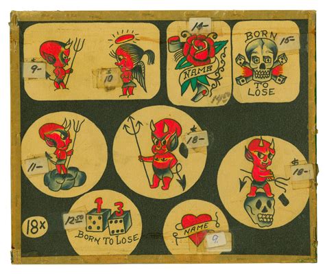 Lot “hot Stuff” Devil Tattoo Designs By Bert Grimm California Ca 1950