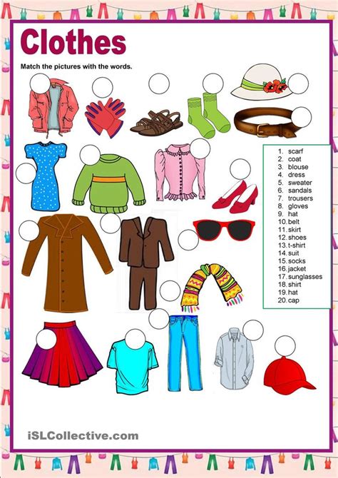 Fashion Clothes English Clothes Teach English To Kids Learning