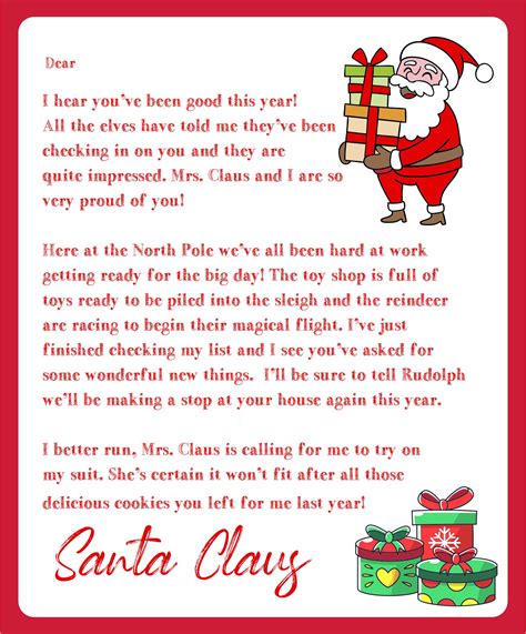 8 Best Images Of Free Printable Letters From Santa Claus Templates
