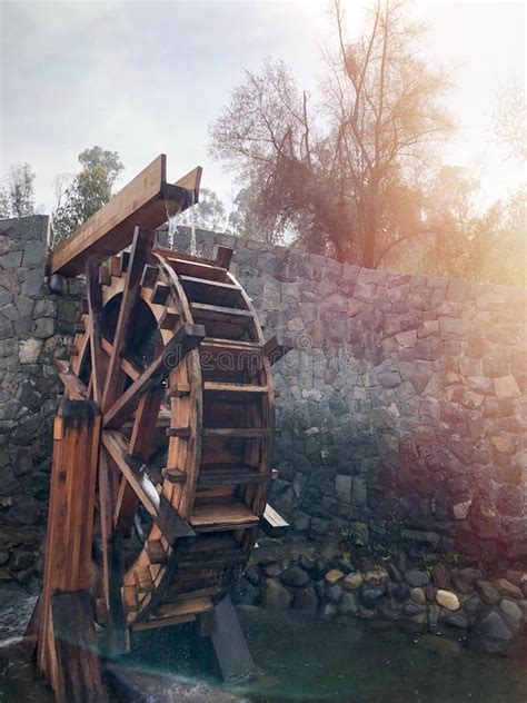 Wooden Water Mill Water Wheel Traditional Agriculture Stock Photo
