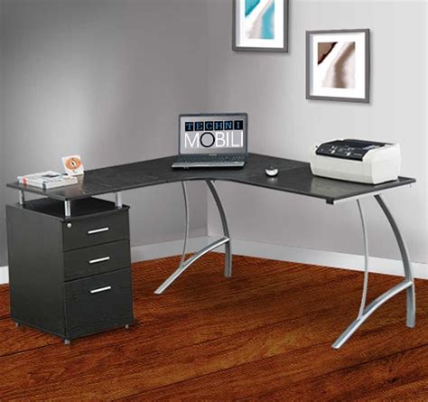 Plastic sliders protect the unit and allow for easy. L-Shape Corner desk with File Cabinet - #Office #desk at ...