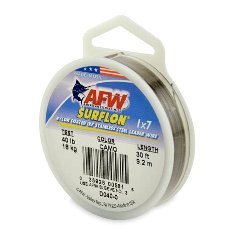 Leader Wire 40lb Surflon 1x7 Coated Brown 30 Coil Budget Marine