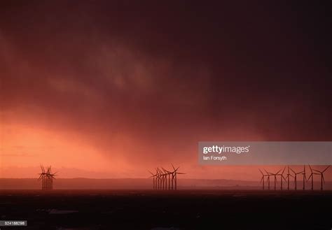 Dark Storm And Hail Clouds Pass Over The Edf Energy Windfarm On North