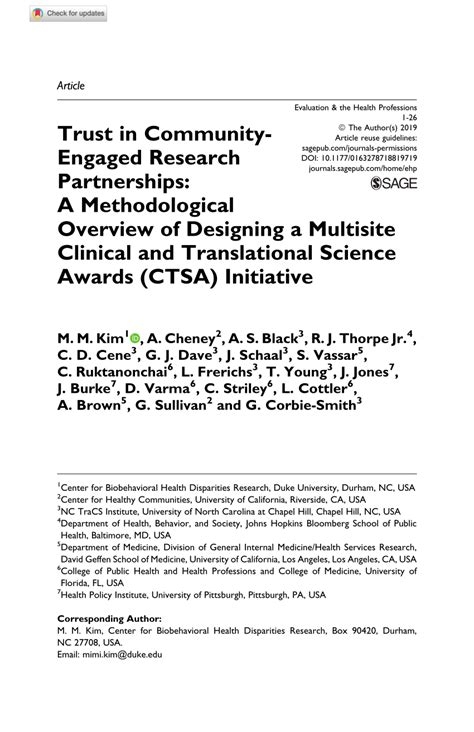Pdf Trust In Community Engaged Research Partnerships A