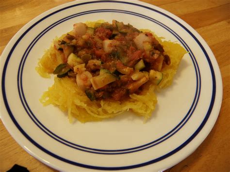 Perfectly Normal Chaos Spaghetti Squash With Scallops Zucchini And Salsa