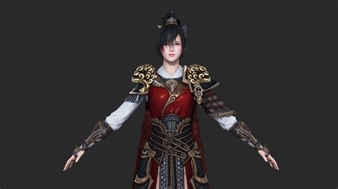 At the front there are three rows of warriors and it is these that are mainly displayed, the vanguard of the army. Women soldiers of ancient Chinese women general 3D asset
