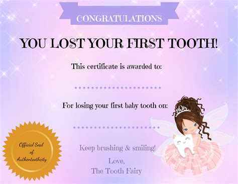 Free Printable Lost First Tooth Card
