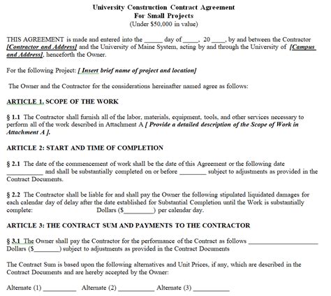 35 Free Construction Contract Agreement Samples Word And Pdf Day To