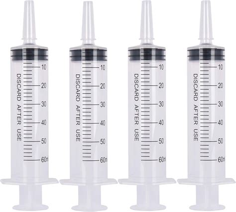 Chougui 4 Pack 60ml Syringe Plastic Disposable 60cc Syringes With Covers Catheter Tip Sterile