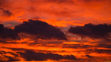 Red Orange Fiery Burning Sunset Sky Cloud Red Orange Cloudscape Time