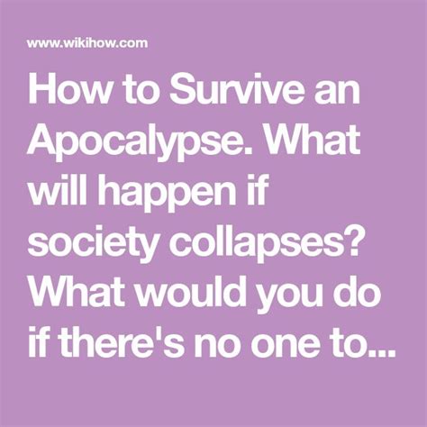 How To Survive An Apocalypse Survival Apocalypse Disaster Preparedness
