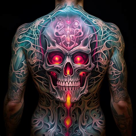 Front Tattoosglowing Skull Full Torso Tattoo