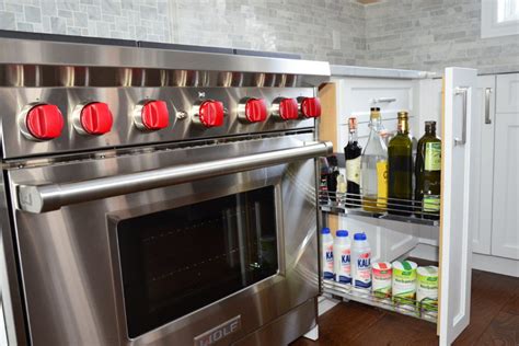 The tiered design provides plenty of storage space; Kitchen Pull Out Vertical Spice Drawer | Lancaster Custom ...