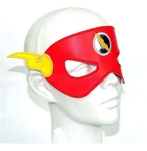Antifaz Máscara Superheroe Flash Imitación Piel Y Bordado Mercadolibre