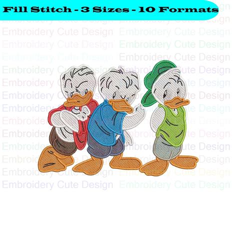 Huey And Dewey And Louie Quack Pack Embroidery Design 3 Sizes Etsy