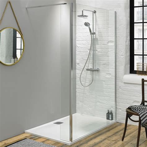 Fino 1000mm Walk In Shower Screen With Return Panel And Shower Tray