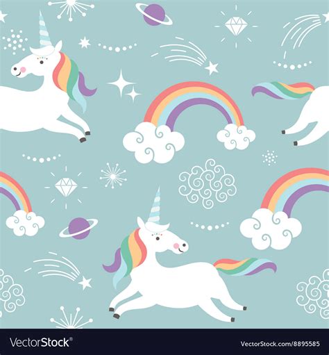 Seamless Pattern With Cute Unicorns Royalty Free Vector