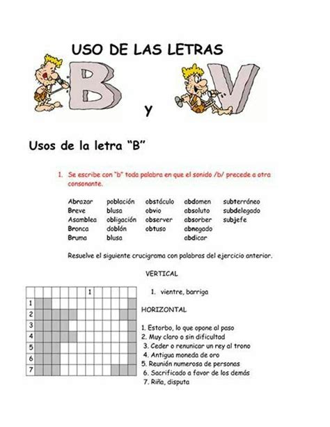 Uso De Las Letras B Y V Ejercicios Para Aprender Español Palabras