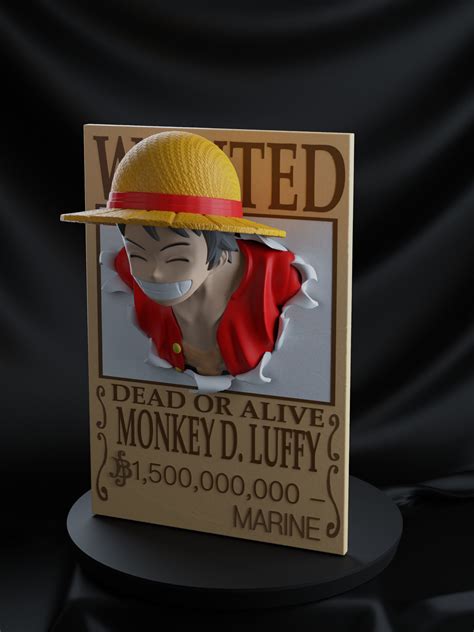 3d File One Piece Luffy Wanted Poster 🧲・3d Printer Model To Download