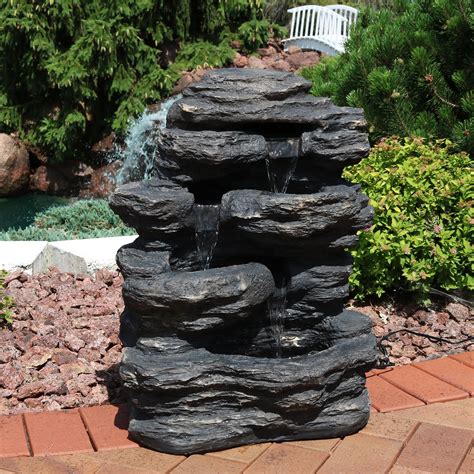 Sunnydaze Rock Falls Outdoor Waterfall Water Fountain 24 Water Feature