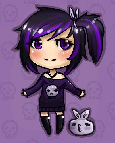 Chibi Purple Goth Punk Character Design