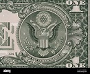 Reverse of US one dollar bill closeup macro, 1 usd banknote, great seal ...