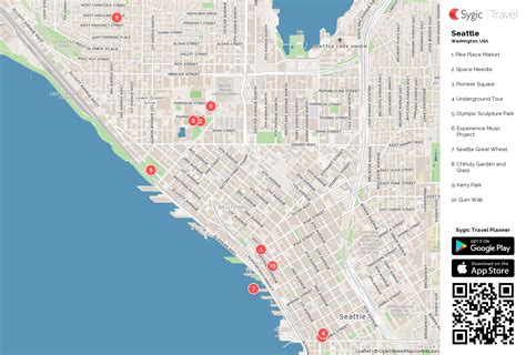 Seattle Printable Tourist Map Sygic Travel