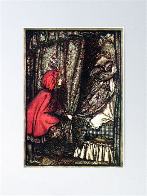 Red Riding Hood And The Wolf Brothers Grimm Arthur Rackham Poster By Forgottenbeauty