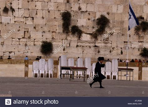 A Man Passes By The Wailing Wall Western Wall The Kotel Al Buraq Wall