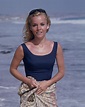 Tuesday Weld as she poses in a swimsuit on a beach, Los Angeles, 1963 ...