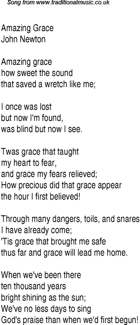 Printable Amazing Grace Lyrics