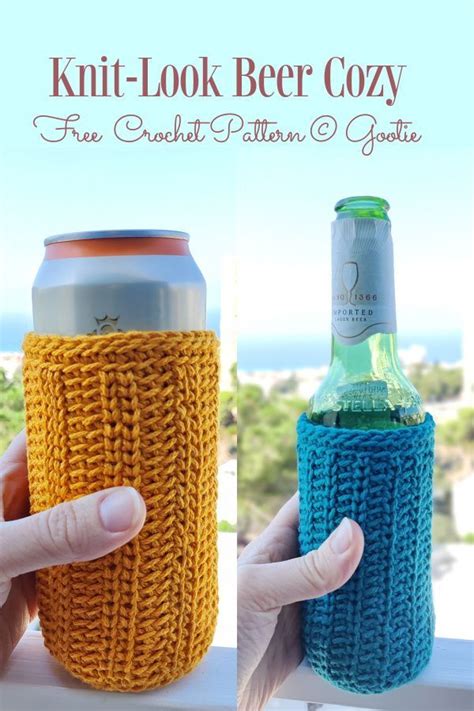 Knit Look Beer Cozy Free Crochet Patterns Crochet Beer Cozy Cup Cozy