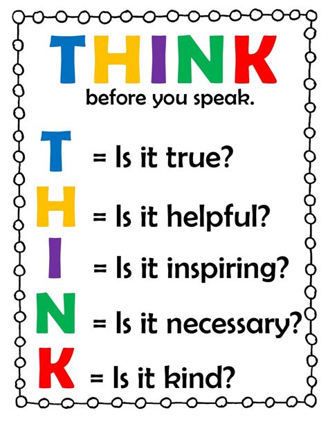 think before you speak poster printable printable word searches