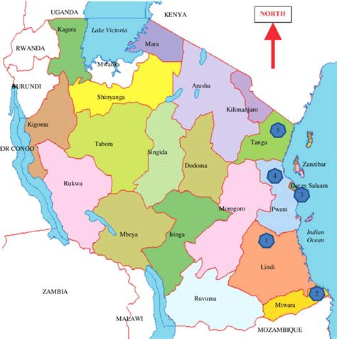 Map Of Tanzania Showing The Five Coastal Regions Where Coconut