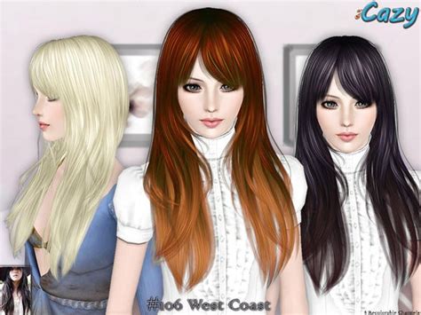 Gorgeous Straight Hairstyle West Coast By Cazy Sims 3 Hairs