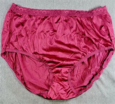 Glossy Shiny Burgundy Hanes 100 Nylon Granny Panties Briefs Sz M 6 Semi Sheer 19 75 Picclick