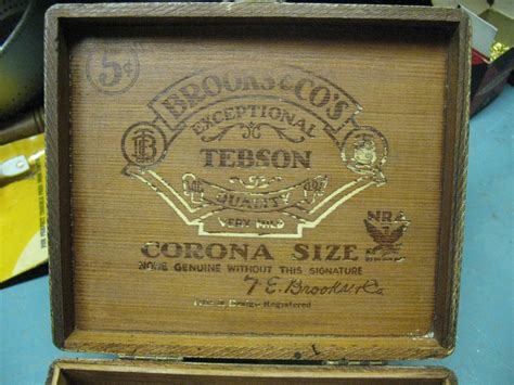 N R A Brooks Corona Size 5 Cent Tebson Wooden Cigar Box Ebay