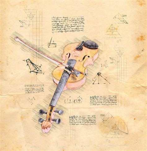 Volin Musical Instrument In Leonardo Da Vinci Style Digital Sketch